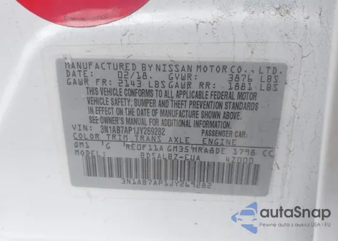 2018 Nissan Sentra S from USA, damaged, VIN 3N1AB7AP1JY269282